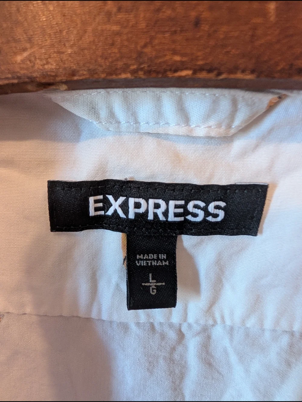 Express White Button-Up Shirt with Black Label